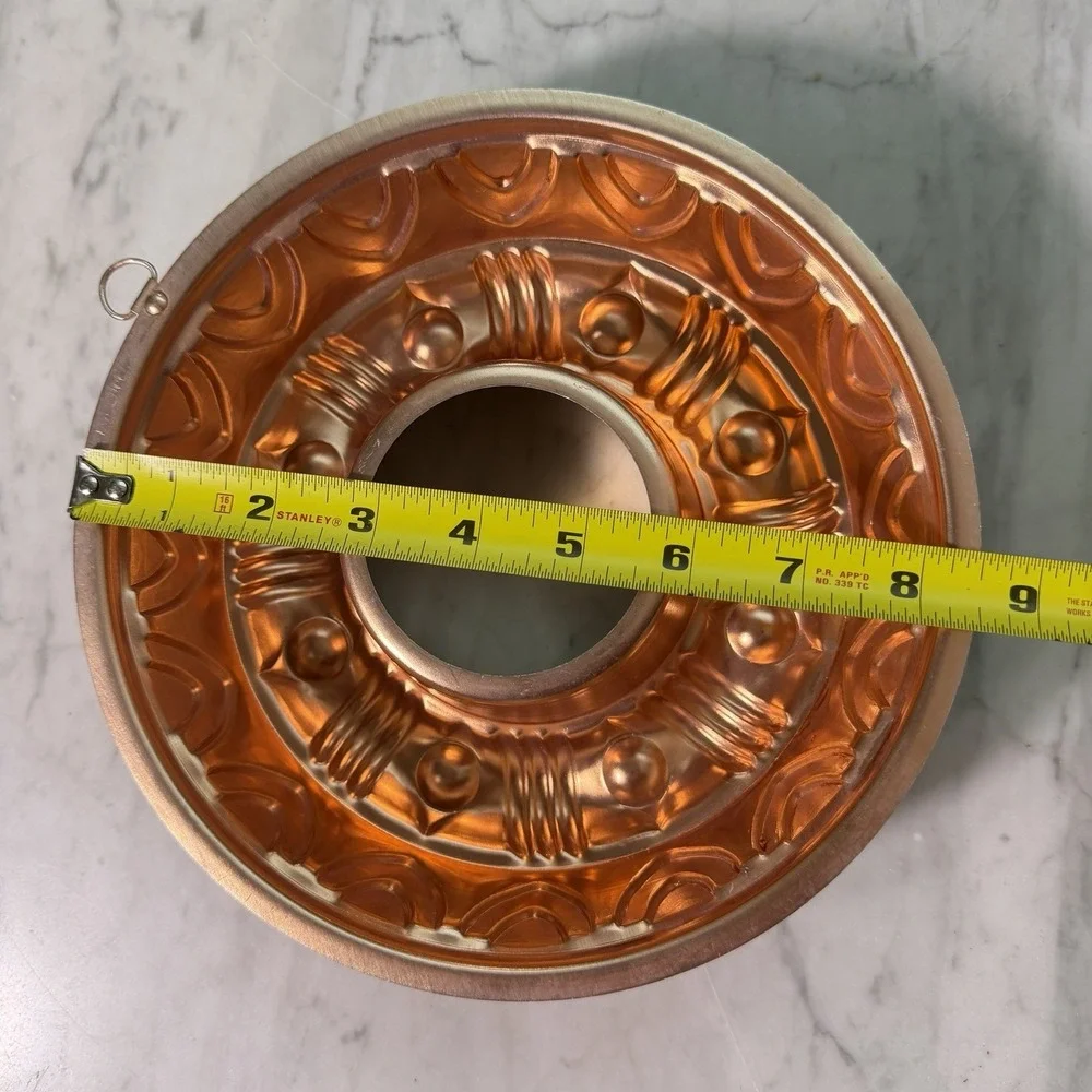Vintage 70s Copper Bunt‎ Pan Jello Mold Wall Hanging Round  3.5 Cups